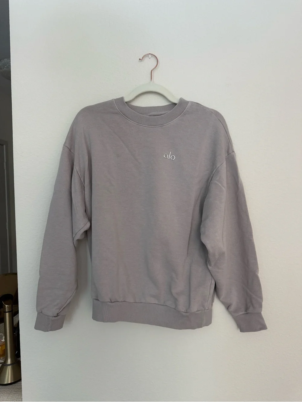 Alo Yoga Washed Accolade Crew Neck Sweatshirt Grey Sky Wash Oversized S